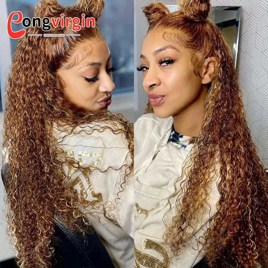 250 Density Highlight P4/27 Blonde 360 Full Hd Lace Front Wig Pre Plucked 30 Inch Glueless Wig Deep Wave Frontal Wig Human Hair