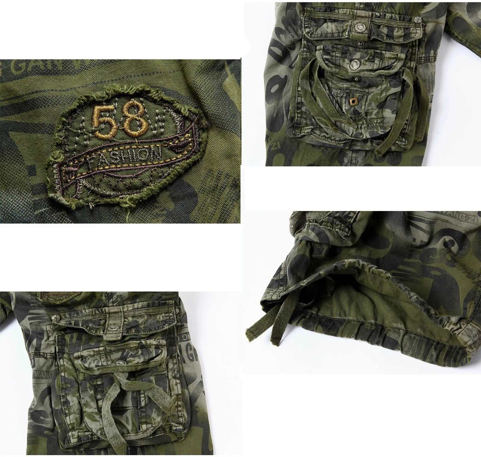 Men'S Camo Cargo Shorts Relaxed Fit Pocket Outdoor Cargo Shorts High Street Trousers Cotton Big Size Oversized Trousers