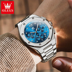 OLEVS Luxury Brand Men Watch Chronograph Waterproof Luminous Fashion Cool Quartz Watch for Men Stainless Steel Hand Clock 2024