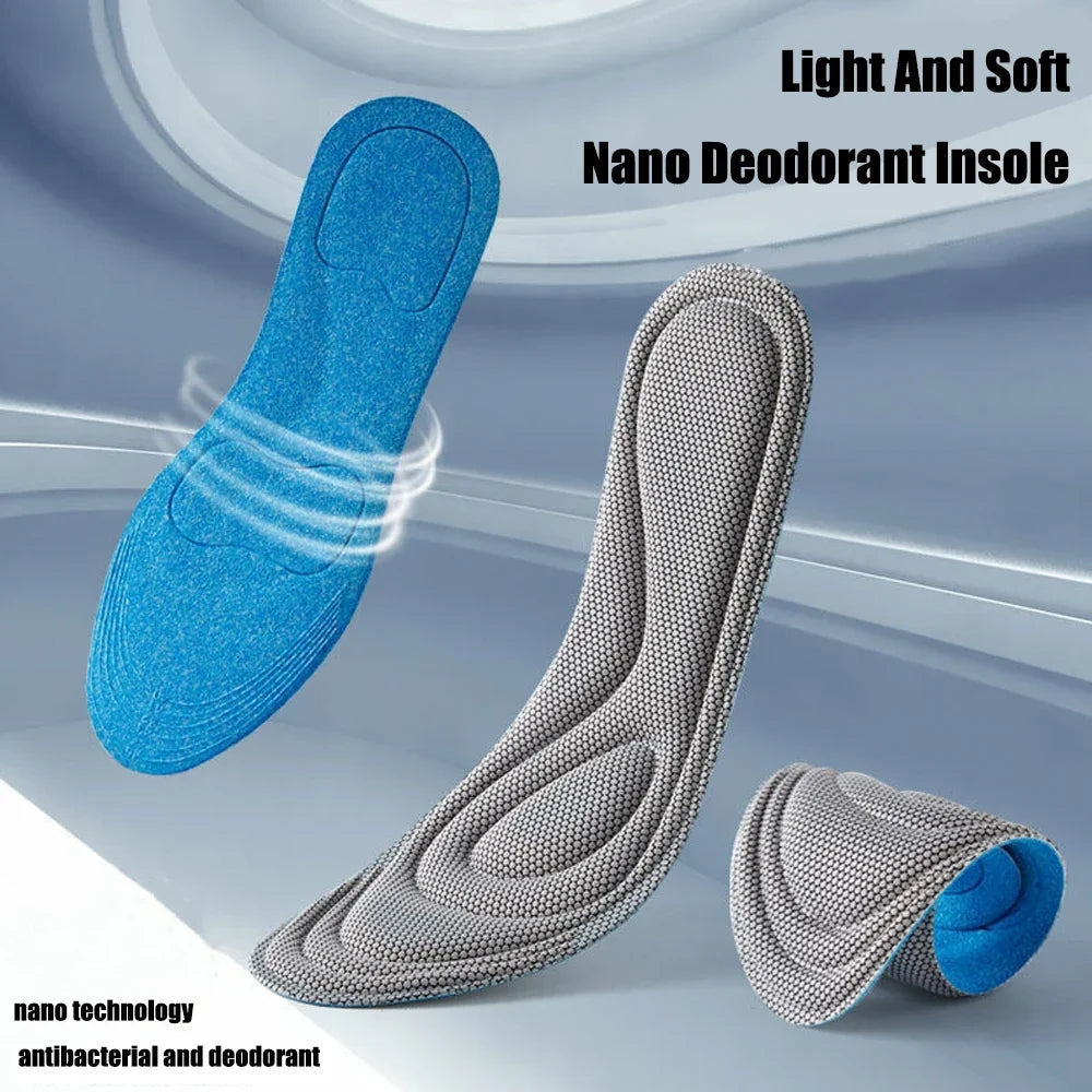 Nano Antibacterial Massage Sport Insole Feet Orthopedic Shoe Sole Memory Foam Insoles for Shoes Men Women Running Accessories