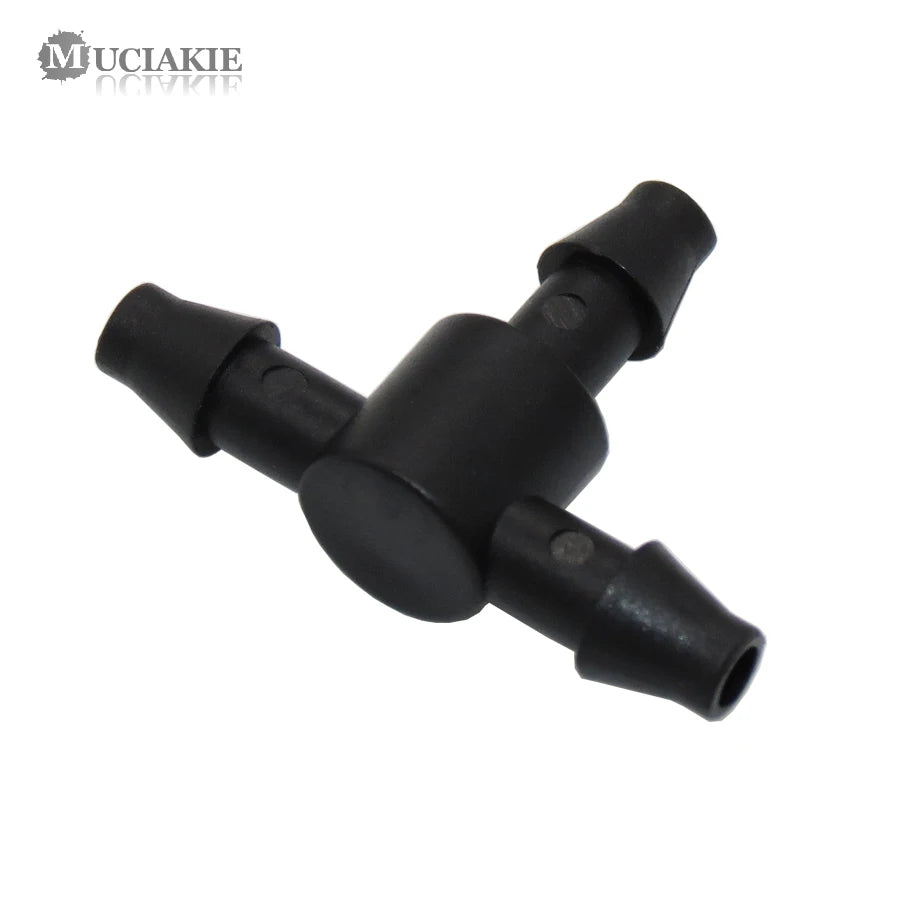 MUCIAKIE 50PCS Barb Tee Piece 3 Way 4/7mm Connector Garden Watering Pipe Hose T Joint Micro Drip Irrigation Tool 1/4'' Couplings