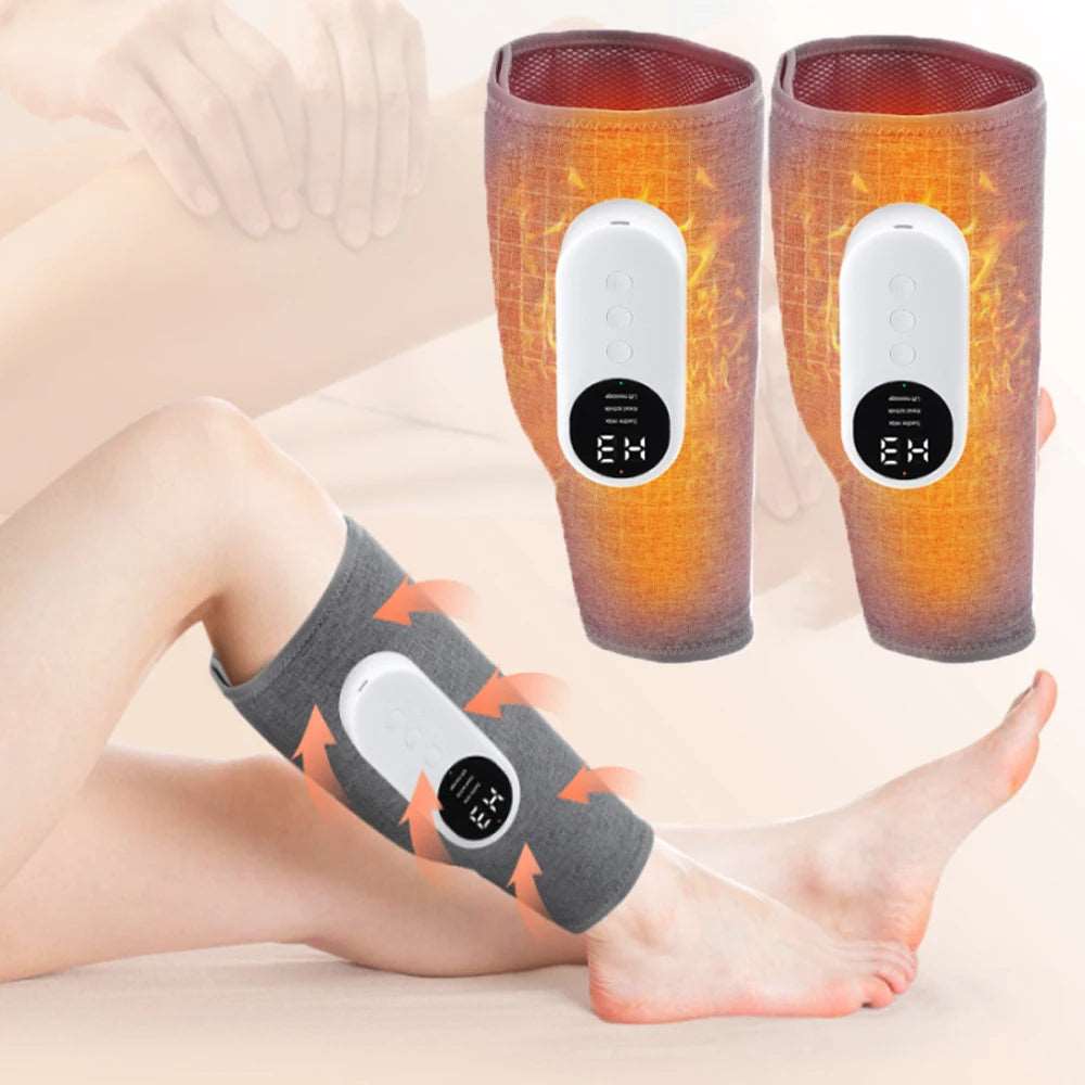 360° Foot Air Pressure Leg Massager With Heat Compression 3 Modes Wireless Leg Calf Muscle Massage Blood Circulation for Elders