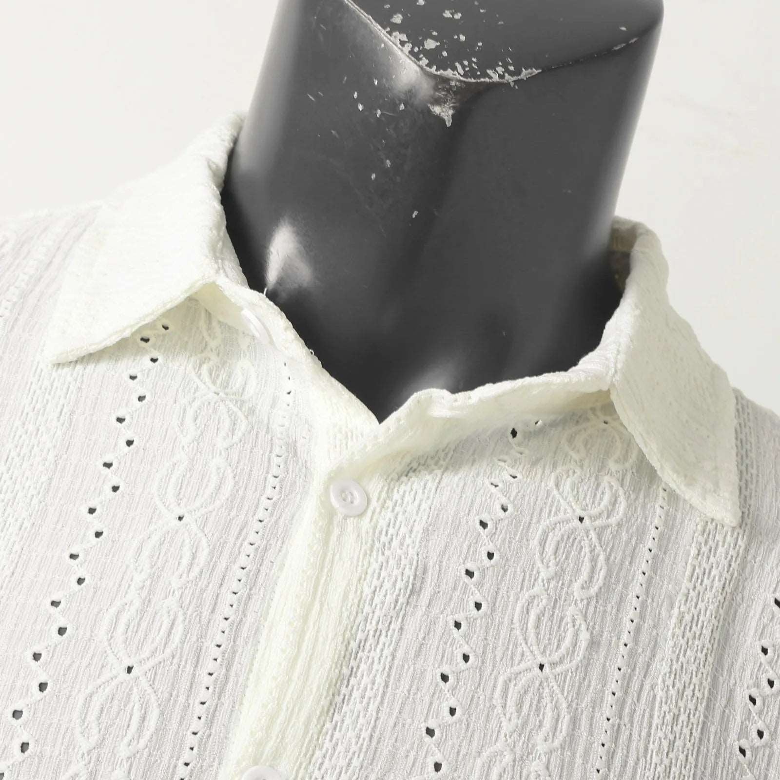 Male Trend Summer Hollow Lapel Shirt Short Sleeve Sexy See Through Shirt Luxury Comfort Brand Male Shirts