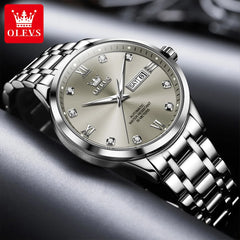 OLEVS 9946 New In Automatic Mechanical Watch for Man Luxury Diamond Dial Dual Calendar Display Auto Date Clock Waterproof Watch