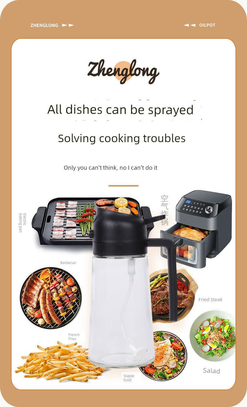 Glass Spray Oil Bottle Jar Spray Dual-Use Air Fryer Kitchen For Home Spray Oil Dispenser Oil Tank Seasoning Pour Oil