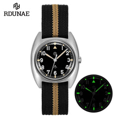 RDUNAE RA02 G10 Retro Military Watch 316L Stainless Steel K1 Mineral Glass Luminous Personality Sports Quartz Men Pilot Watch