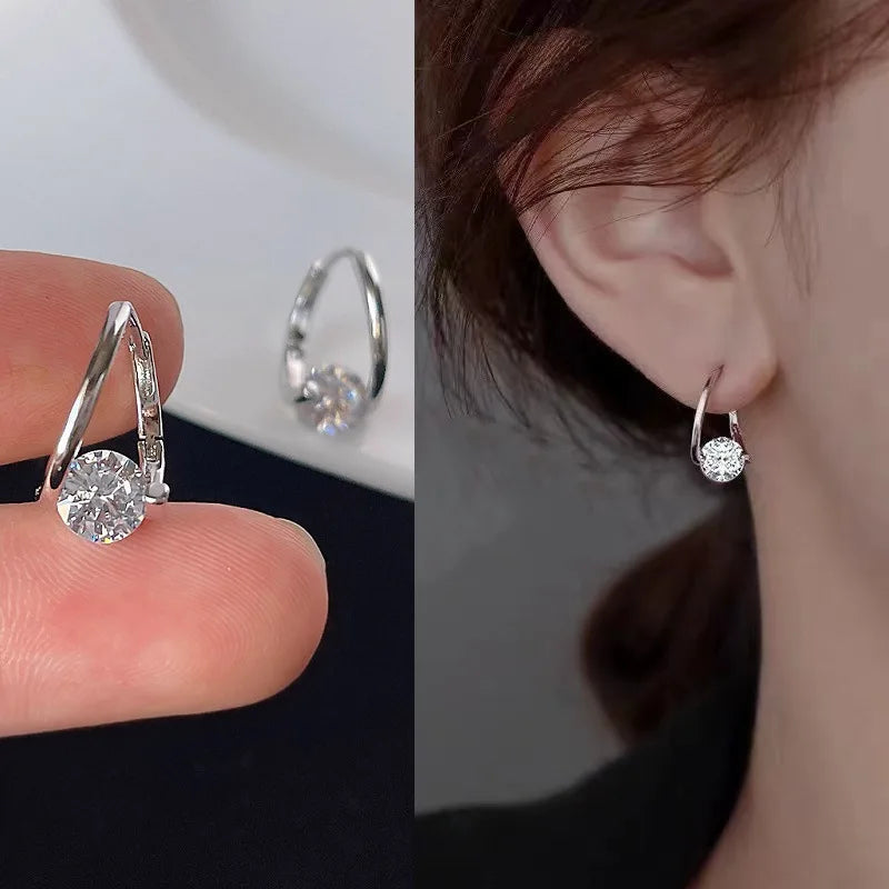 French Shiny Luxury Zircon Metal Earrings Korean Fashion Jewelry Halloween Girl's Design Sense Unusual Accessory for Woman 2024