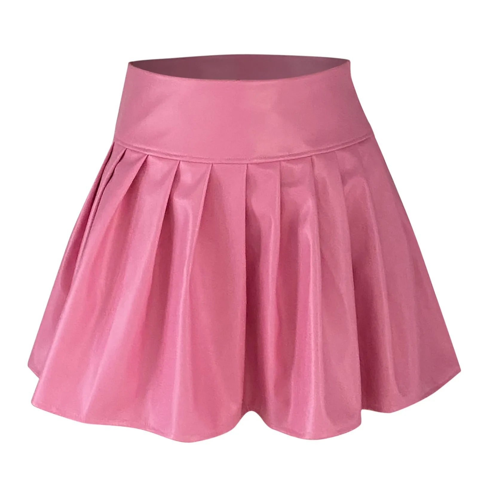 Y2k Solid PU Leather Mini Pleated Skirts 2024 New Women Fashion High Waist Faldas Sexy Clubwear Party Short Skirt Streetwear
