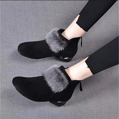 Shoes for Women 2024 Winter Plush Warm Women's Boots Low Heel Non-slip Commuter Office Ladies Shoes Fashion Zipper Short Boots