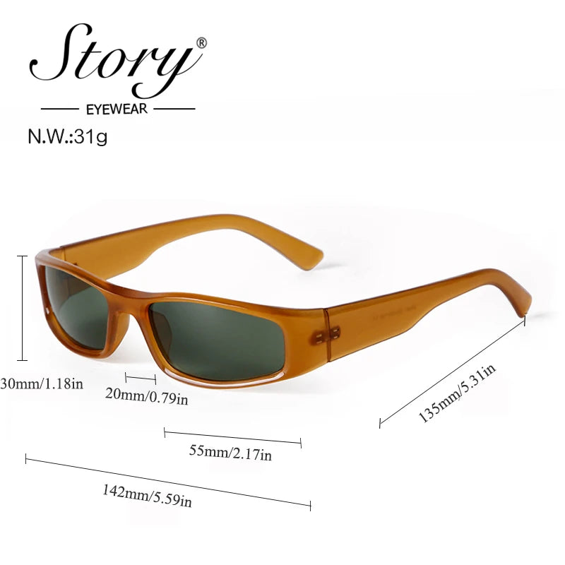 STORY Fashion Y2K Narrow Rectangle Sports Sunglasses for Women Men 2024 Brand Designer Sun Glasses Cycling Shades Male S77361H