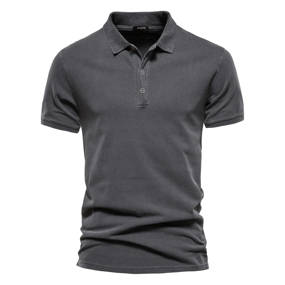 AIOPEON 100 % Baumwolle, einfarbig, Poloshirts für Herren, lässig, kurzärmelig, Umlegehemden für Herren, modische Streetwear-Polos für Herren