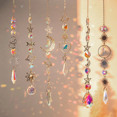 Suncatcher Crystal Wind Chimes Hanging Pendant Bling Catch Sun Glass Wind Chime Rainbow Prism Window Outdoor Hanging Decoration