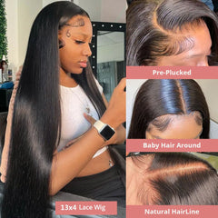 Bone Straight 360 Full Lace Wig Human Hair Pre Plucked Brazilian Hd Lace Frontal Wigs For Women Glueless Lace Frontal Wig 250%