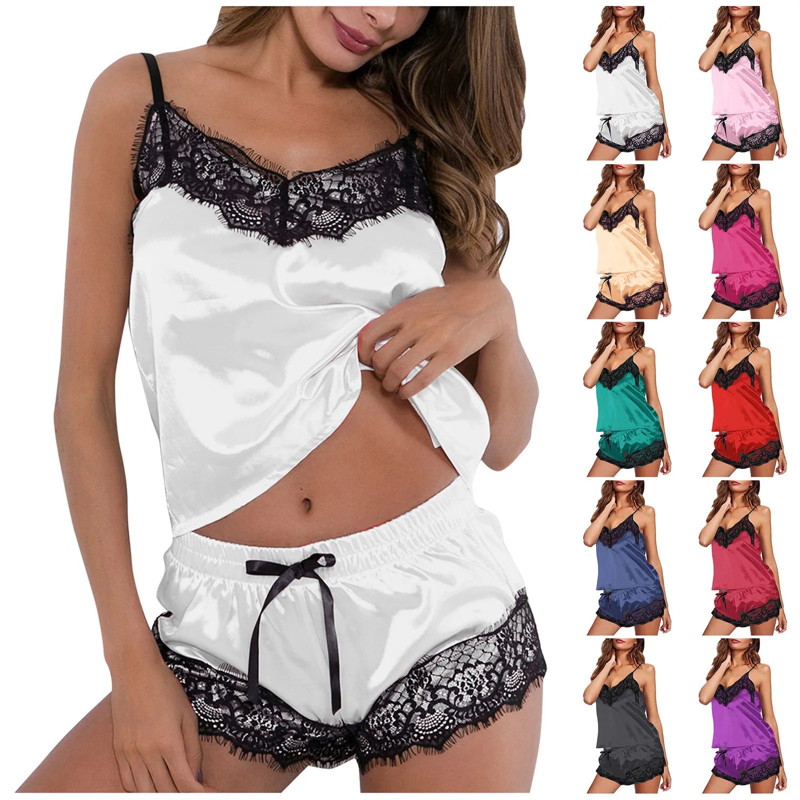 Simulation Silk Lace Underwear Women'S Comfortable Shorts Set Nightwear Sexy Lingerie Sets Thin Pajamas Lingeries Sets Sexy