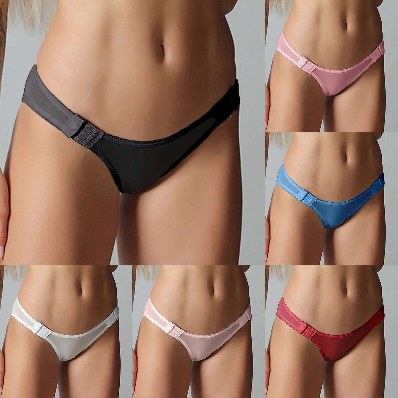 Low Waist Panties For Womens Bikini Custom New Fashion Solid Adjusted Button Simple Style Thongs Sexy Lingerie For Fine Women