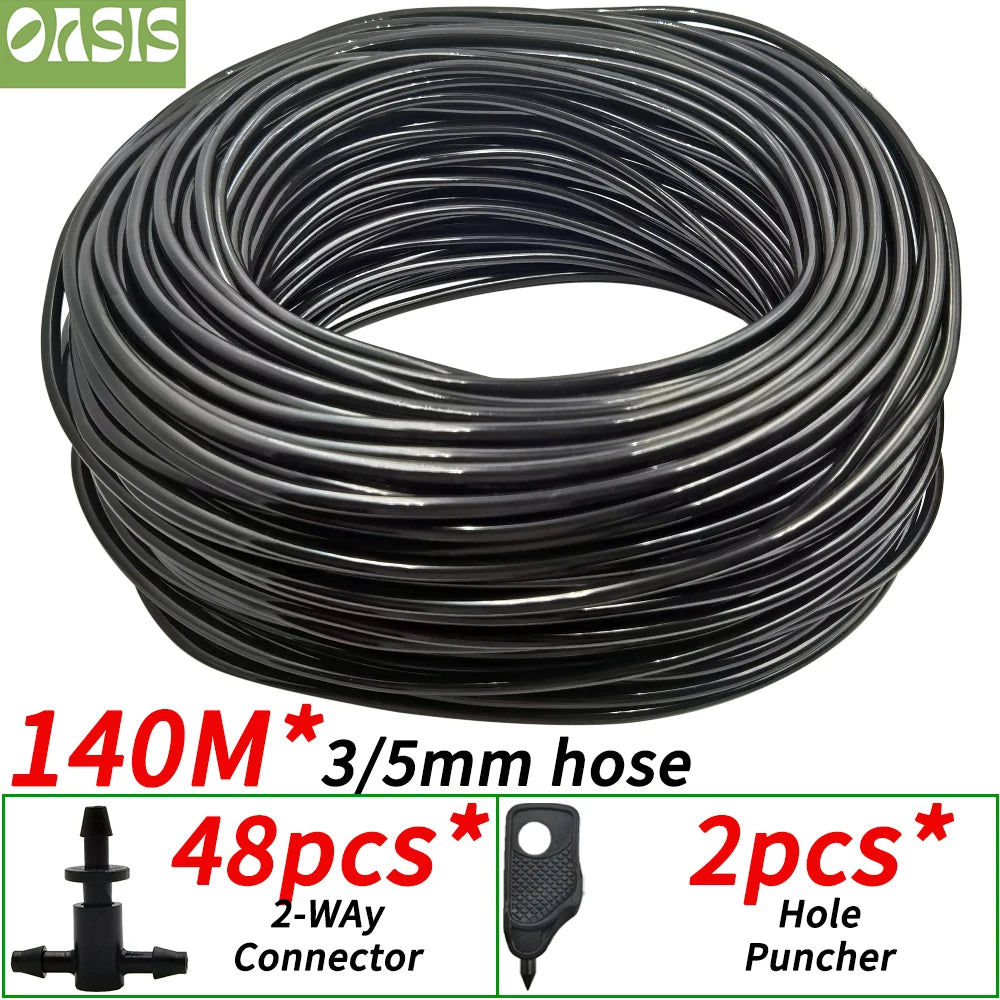 Oasis 5-140m Garden Watering 3/5mm Hose Irrigation Pipe 1/8'' Tubing Greenhouse Bonsai Plant Flower Drip Arrow Dripper Sprinkler