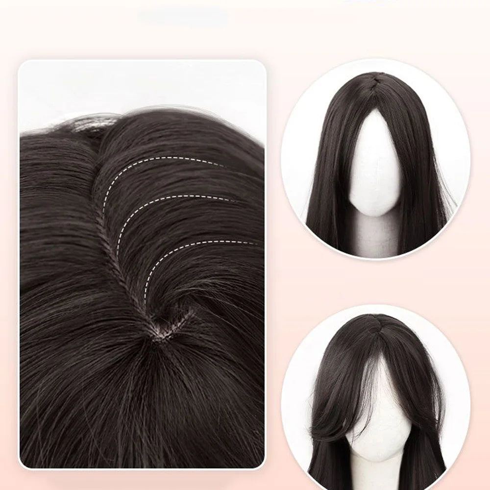 Peluca larga estilo coreano YANKUN de 60 cm para mujer, cabello rizado con ondas grandes, pelucas naturales de alta calidad con redecilla para el cabello que simulan la atmósfera del cabello