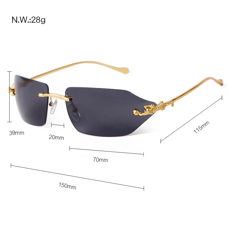 SORVINO Retro Leopard Sunglasses For Women Men 2024 New Classic Metal Gold Polygon Rimless Gradient Brand Fashion Glasses UV400