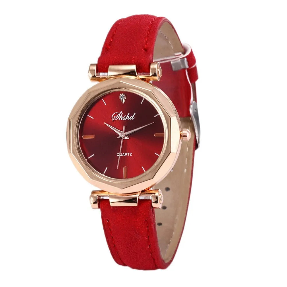 Leather Belt Elegant Wristwatch Analog Crystal Casual Fashion Quartz Watch Luxury Rhombus Design Ladies Watches Gift Reloj Mujer