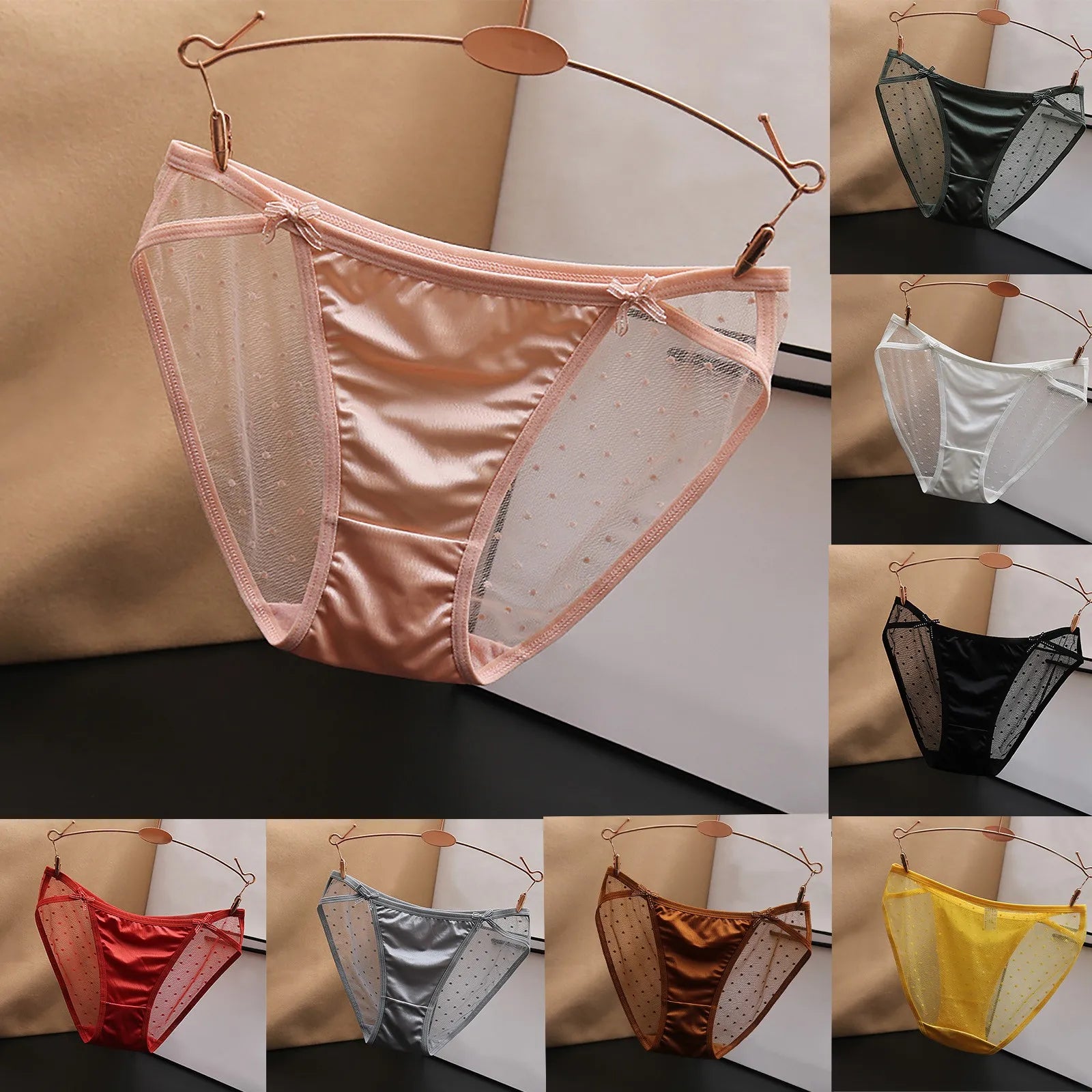 Sexy Underwear Women'S Low Waist Lace Mesh Embroidery Briefs Cotton Crotch Underwear Low Waisted Transparent Panties Intimate