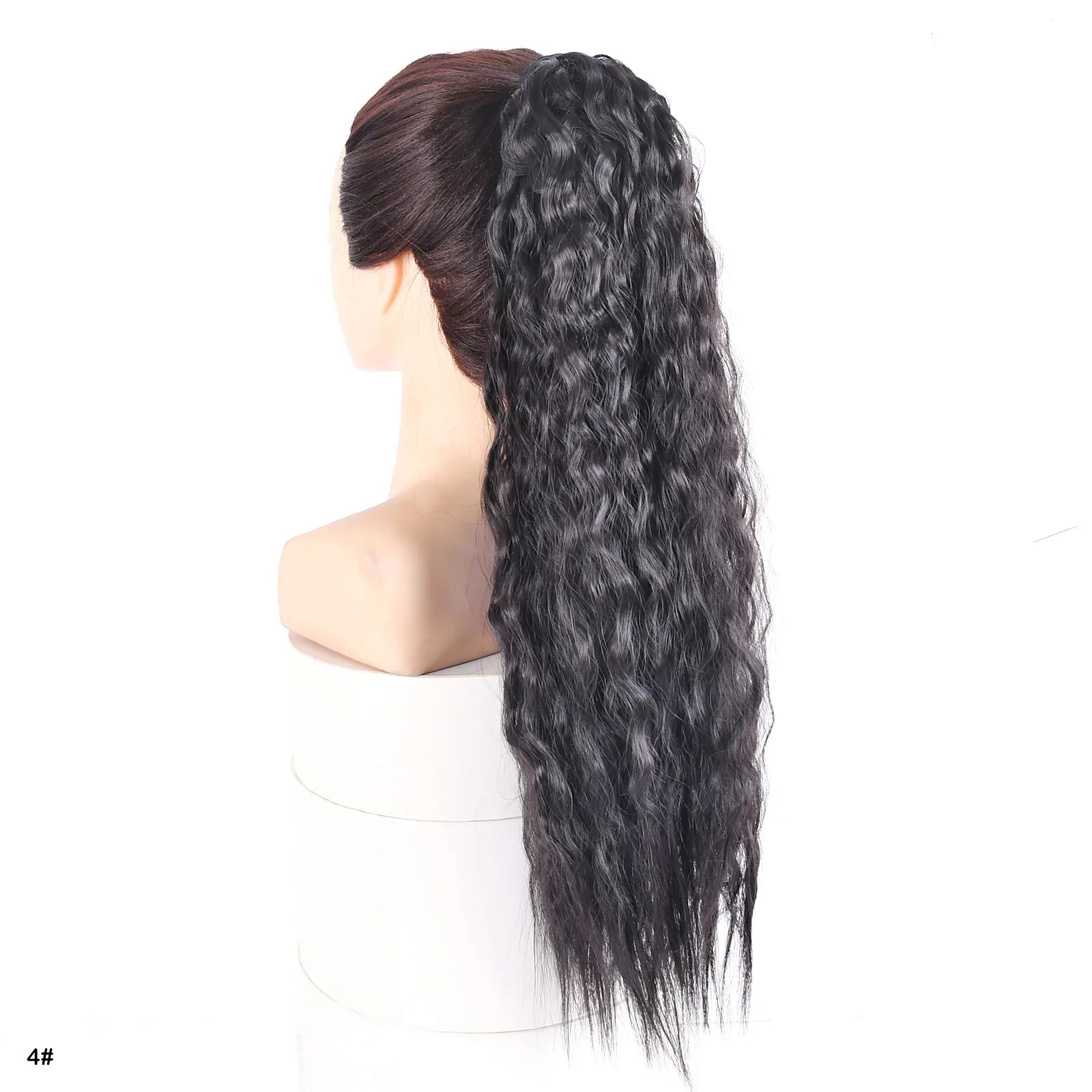 Jeedou Synthetic Long Kinky Curly Hair Ribbon Ponytail Extension Brown Blue Pink Purple Naturl Color Ponytails