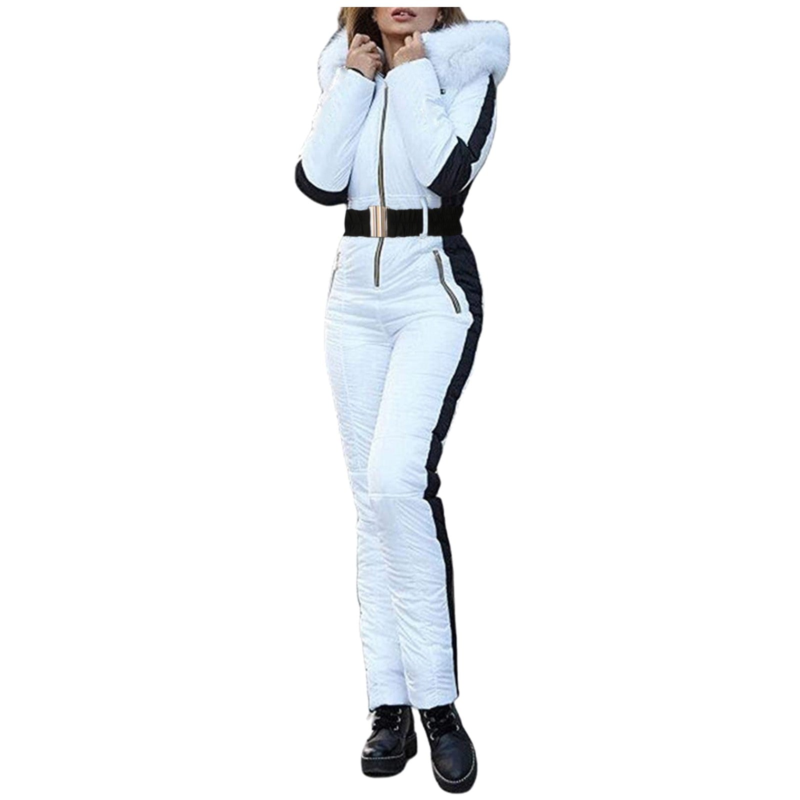 Women's Skiing Suites Winter Outdoor Sports Warm Jumpsuit Waterproof With Removable Collar Outdoor Sports Zipper Ski Suit