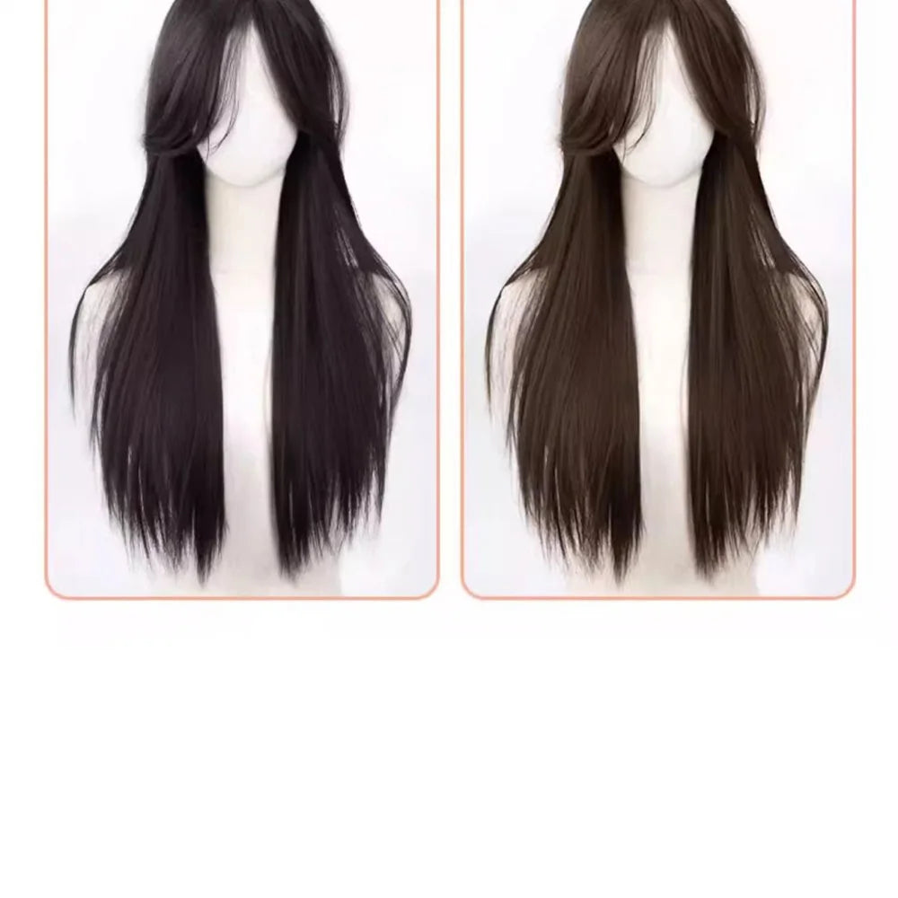 Peluca larga estilo coreano YANKUN de 60 cm para mujer, cabello rizado con ondas grandes, pelucas naturales de alta calidad con redecilla para el cabello que simulan la atmósfera del cabello