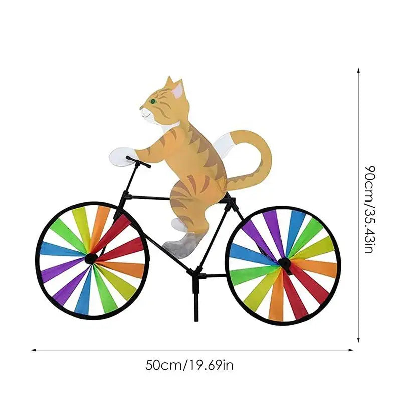 Animal Bike Wind Spinner Cat Puppy Windmill Outdoor Garden Decoration Pinwheel Home Yard Art Decoration Gift