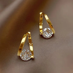 French Shiny Luxury Zircon Metal Earrings Korean Fashion Jewelry Halloween Girl's Design Sense Unusual Accessory for Woman 2024