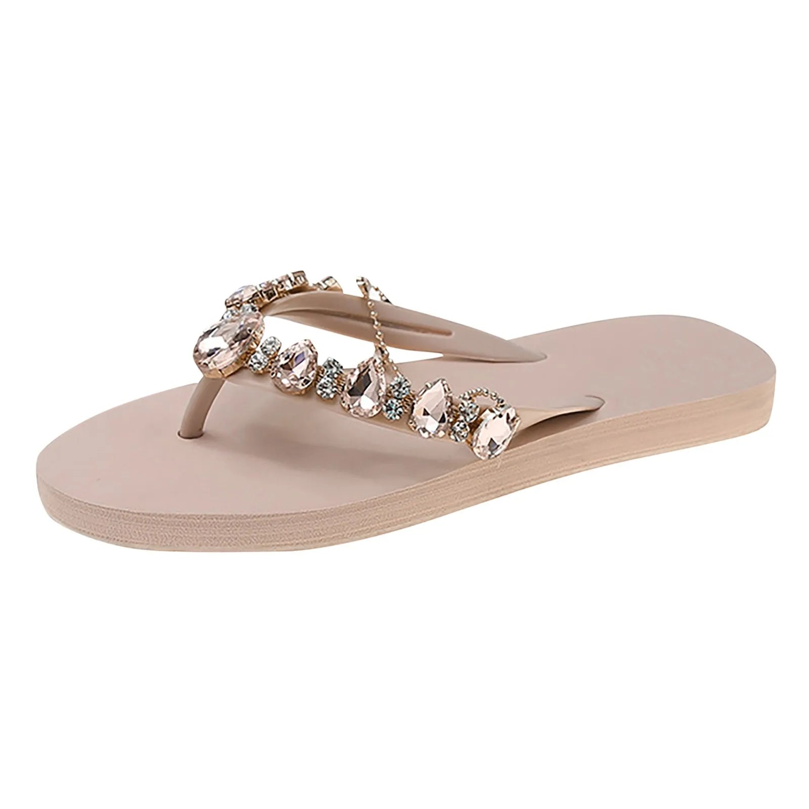 Women Sandals Flip-Flops Beach Thongs Flats Clip Toe Bohemian Rhinestones Flip Toe Shoes Flats Roman Sandalias Mujer 2024