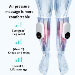 Masajeador de piernas con presión de aire de 360° y compresión de calor, 3 modos, inalámbrico, para masaje muscular de pantorrillas y piernas, circulación sanguínea para personas mayores