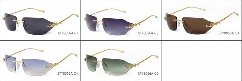 SORVINO Retro Leopard Sunglasses For Women Men 2024 New Classic Metal Gold Polygon Rimless Gradient Brand Fashion Glasses UV400