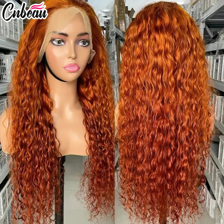 30 Inch Orange Ginger Deep Wave Human Hair Wig 13x4 13x6 HD Lace Curly Wave Color Lace Frontal Human Hair Wigs For Women