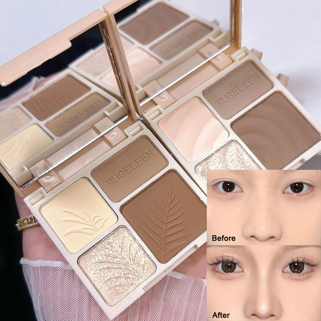 Paleta de maquillaje iluminador facial de 4 colores, sombra de nariz 3D, cosméticos, paleta de sombras mate para contornear el rostro, herramienta de maquillaje de belleza facial