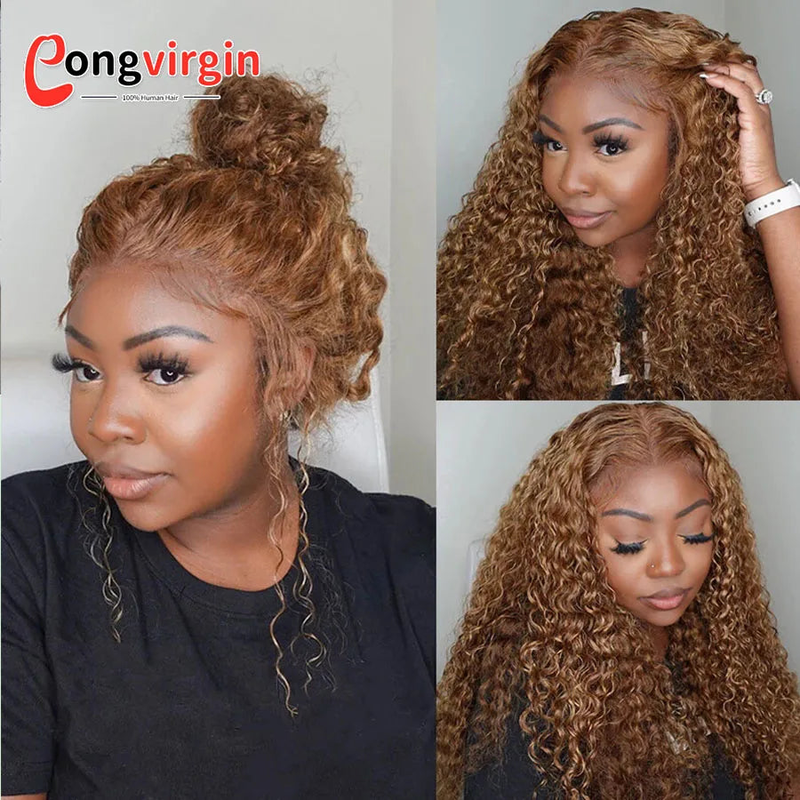 250 Density Highlight P4/27 Blonde 360 Full Hd Lace Front Wig Pre Plucked 30 Inch Glueless Wig Deep Wave Frontal Wig Human Hair