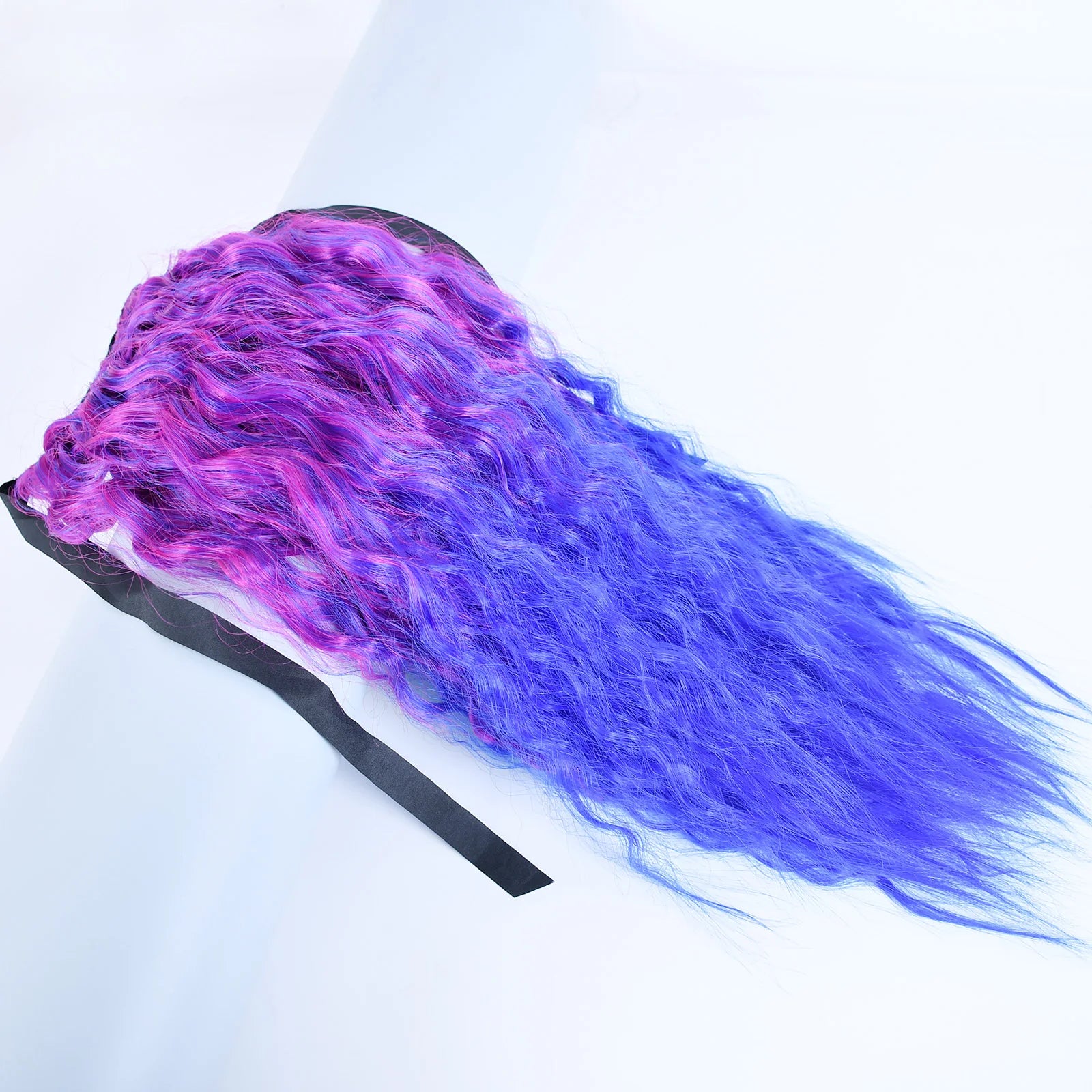 Jeedou Synthetic Long Kinky Curly Hair Ribbon Ponytail Extension Brown Blue Pink Purple Naturl Color Ponytails