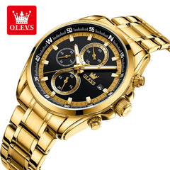 OLEVS Luxury Brand Original Quartz Watch for Men Stainless Steel Waterproof Watch Luminous Chronograph Business Men's Wristwatch