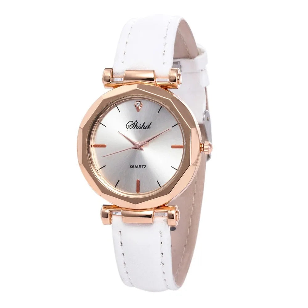 Leather Belt Elegant Wristwatch Analog Crystal Casual Fashion Quartz Watch Luxury Rhombus Design Ladies Watches Gift Reloj Mujer