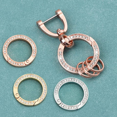 Simple Unisex Metal Rhinestone Round Key Chains Fashion Key Ring For Men Women DIY Keyrings Bag Car Keychain Jewelry Accessories