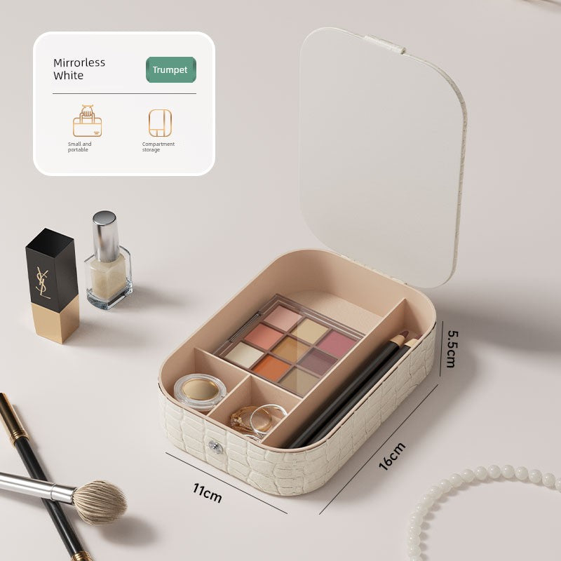 Travel Bag Mirror Desktop Desktop Cosmetic Mirror Portable with Light Women Portable Foldable Led Storage Box