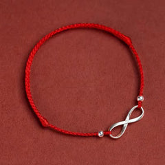 22cm 925 Silver Rope Bracelets Women Infinite Eight Lucky Red Thread Line String Bracelets For Women Girl Non Fading