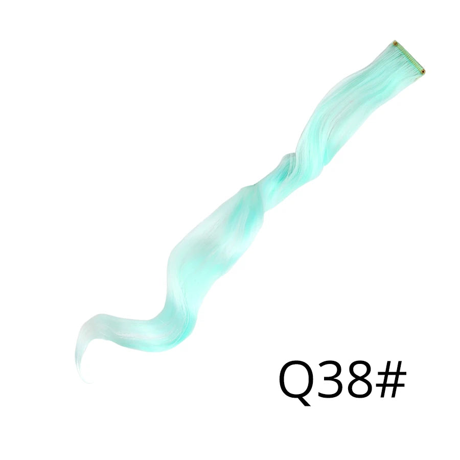 Synthetic Clip In One Pieces Raiinbow Hair Extensions  Straight Synthetic Hair Pieces 18" Long  Ombre Hair Pink Purple Red Blue