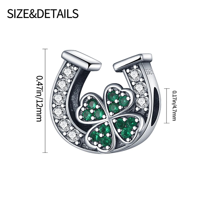 New 925 Sterling Silver Lucky Number Four Leaf Clover Series Charms Beads Fit Pandora 925 Original Bracelet DIY Birthday Jewelry