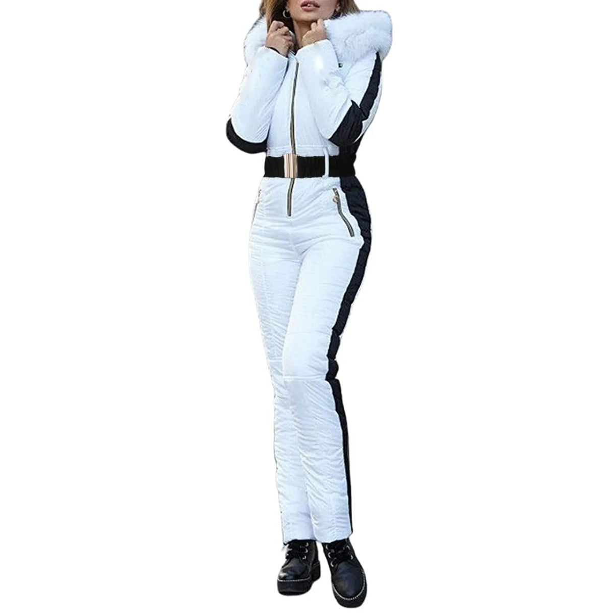 Women's Skiing Suites Winter Outdoor Sports Warm Jumpsuit Waterproof With Removable Collar Outdoor Sports Zipper Ski Suit