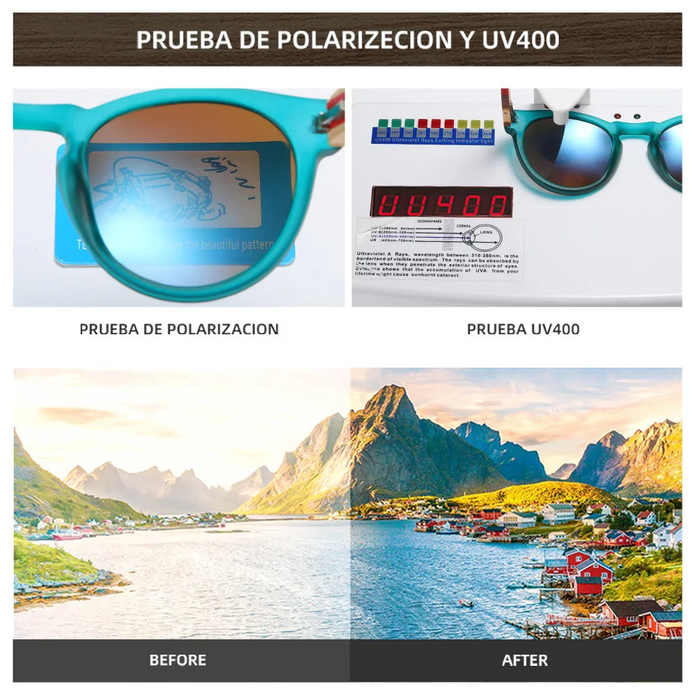 Gafas de sol polarizadas de diseñador de marca GM para hombre, montura de plástico, patillas de madera, gafas de sol ovaladas de moda, lentes de espejo UV400 S5092