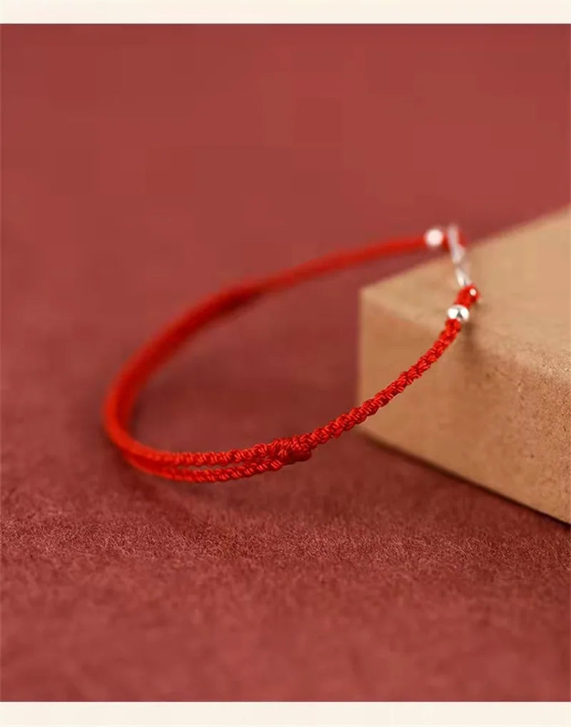 22cm 925 Silver Rope Bracelets Women Infinite Eight Lucky Red Thread Line String Bracelets For Women Girl Non Fading