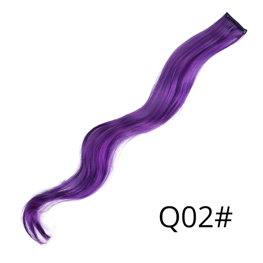 Synthetic Clip In One Pieces Raiinbow Hair Extensions  Straight Synthetic Hair Pieces 18" Long  Ombre Hair Pink Purple Red Blue