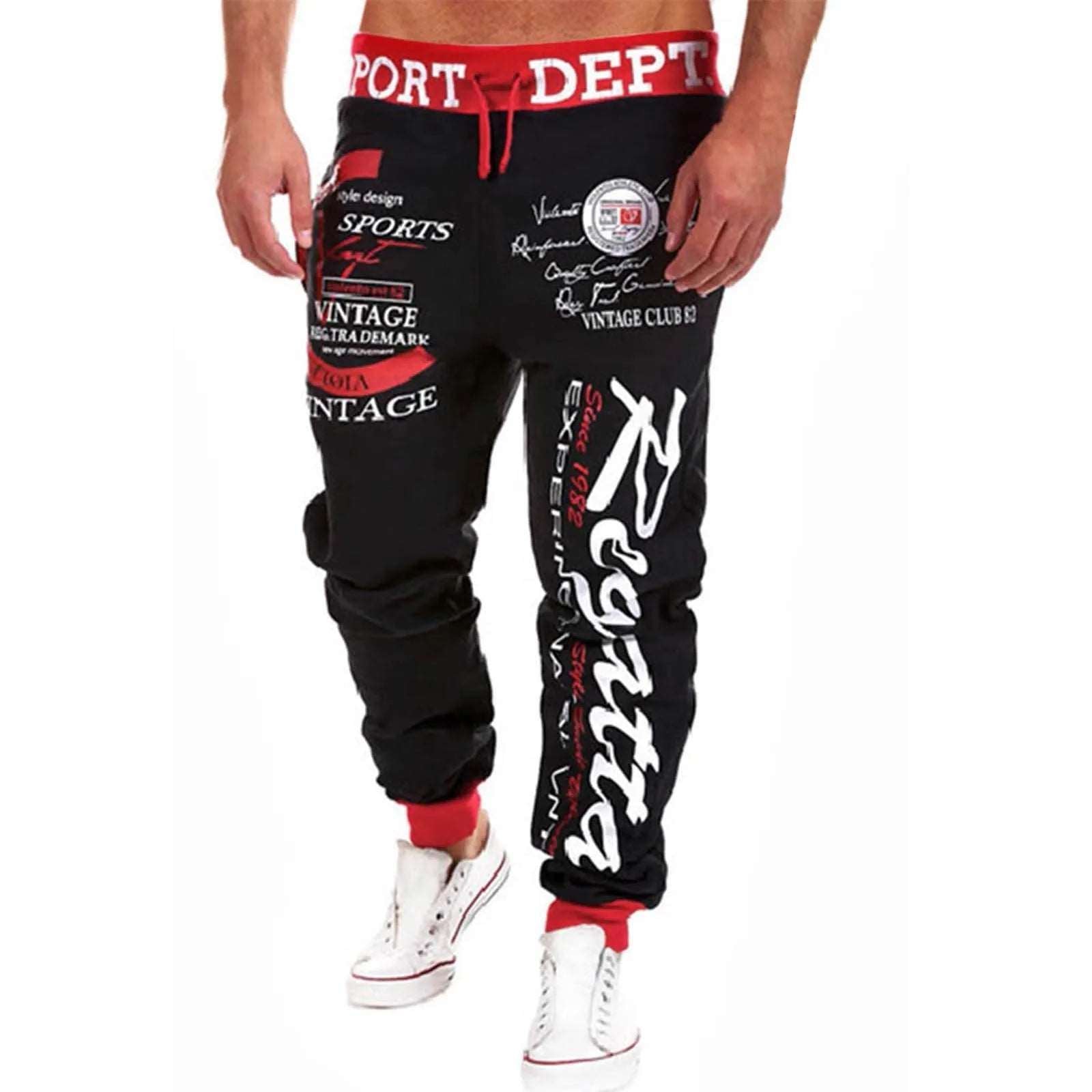 Men'S Hip Hop Casual Jogging Pants Letter Print Sport Gym Fitness Slim Fit Baggy Trousers Sportwear Sweatpants Jogger Tracksuit