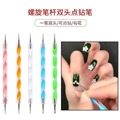 Juego de 5 bolígrafos profesionales para punteado de esmalte de gel UV, de doble punta, para pintar grafitis, para manualidades, para Navidad, con puntos redondos, para manicura