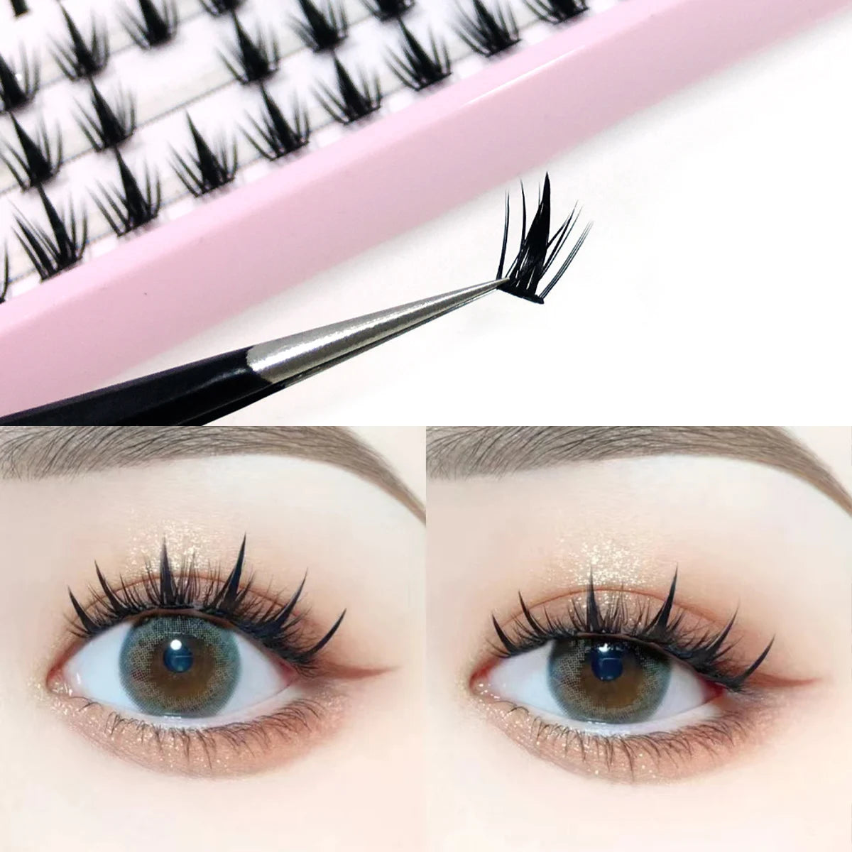 Hot Hand Made 3d Fulffy Eyelash Extension Segmented Flase Lashes Dramatic Lash Bundles Soft Ribbon Strip Eyelashes Makeup Lashes